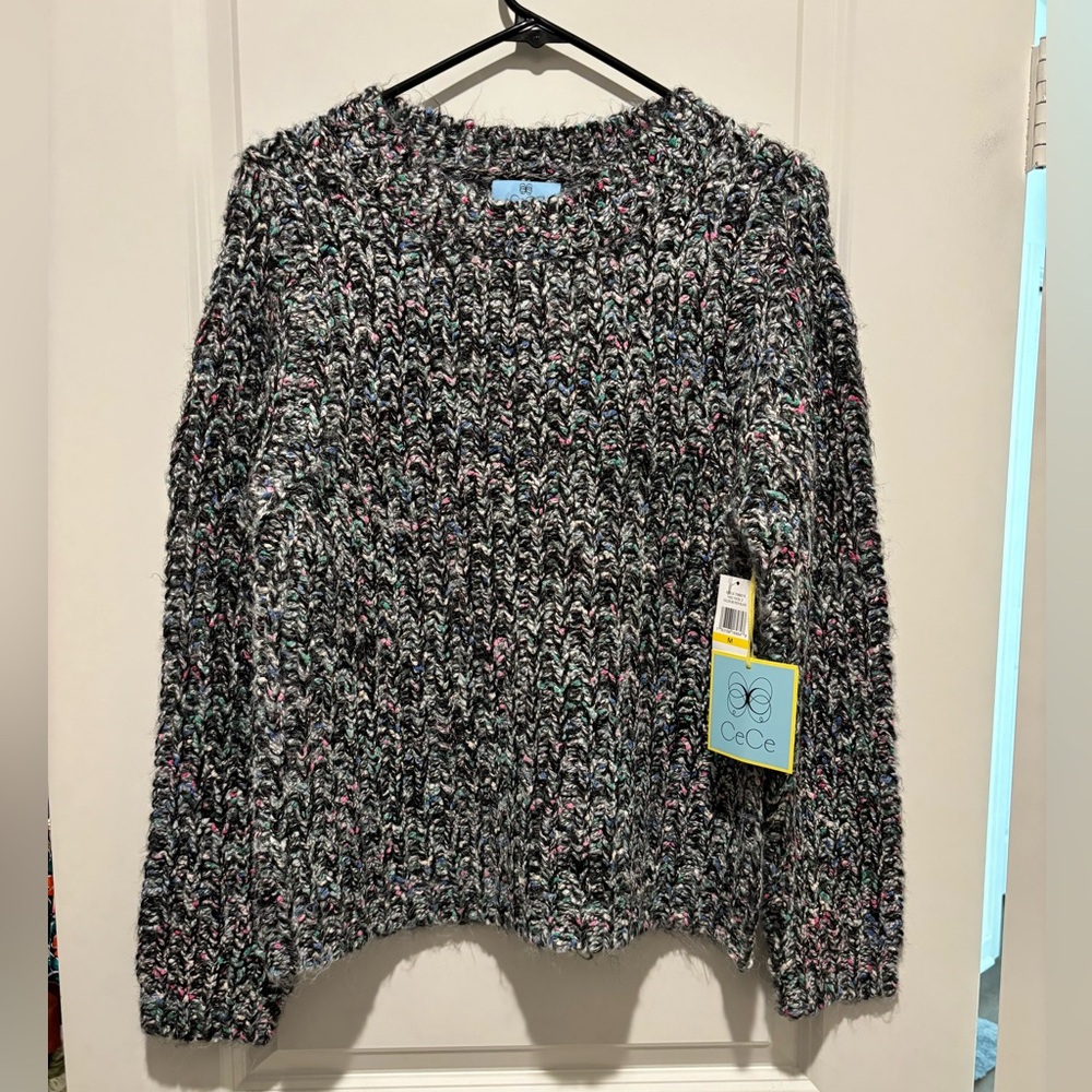 NWT - CeCe Women's Multicolored Crew-Neck Sweater